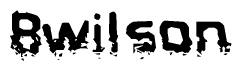   The image contains the word Bwilson in a stylized font with a static looking effect at the bottom of the words 