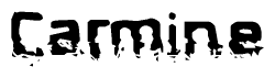 The image contains the word Carmine in a stylized font with a static looking effect at the bottom of the words