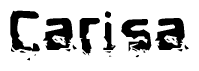 The image contains the word Carisa in a stylized font with a static looking effect at the bottom of the words