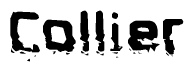 The image contains the word Collier in a stylized font with a static looking effect at the bottom of the words
