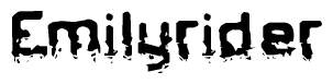 The image contains the word Emilyrider in a stylized font with a static looking effect at the bottom of the words