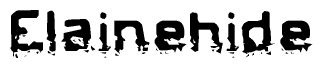   The image contains the word Elainehide in a stylized font with a static looking effect at the bottom of the words 