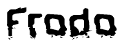 The image contains the word Frodo in a stylized font with a static looking effect at the bottom of the words