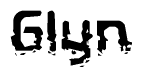 The image contains the word Glyn in a stylized font with a static looking effect at the bottom of the words