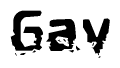 This nametag says Gav, and has a static looking effect at the bottom of the words. The words are in a stylized font.