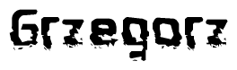 The image contains the word Grzegorz in a stylized font with a static looking effect at the bottom of the words