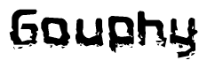 The image contains the word Gouphy in a stylized font with a static looking effect at the bottom of the words