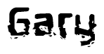 This nametag says Gary, and has a static looking effect at the bottom of the words. The words are in a stylized font.