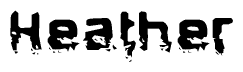 The image contains the word Heather in a stylized font with a static looking effect at the bottom of the words