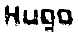 The image contains the word Hugo in a stylized font with a static looking effect at the bottom of the words