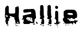 The image contains the word Hallie in a stylized font with a static looking effect at the bottom of the words