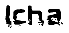 The image contains the word Icha in a stylized font with a static looking effect at the bottom of the words