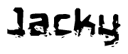 The image contains the word Jacky in a stylized font with a static looking effect at the bottom of the words