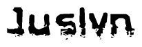 The image contains the word Juslvn in a stylized font with a static looking effect at the bottom of the words