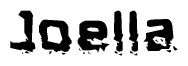   The image contains the word Joella in a stylized font with a static looking effect at the bottom of the words 