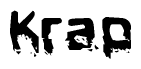 The image contains the word Krap in a stylized font with a static looking effect at the bottom of the words
