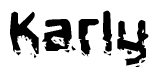 The image contains the word Karly in a stylized font with a static looking effect at the bottom of the words