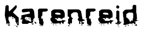 The image contains the word Karenreid in a stylized font with a static looking effect at the bottom of the words