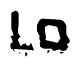 This nametag says Lo, and has a static looking effect at the bottom of the words. The words are in a stylized font.