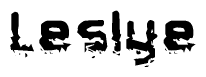 The image contains the word Leslye in a stylized font with a static looking effect at the bottom of the words