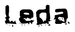 The image contains the word Leda in a stylized font with a static looking effect at the bottom of the words