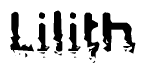 The image contains the word Lilith in a stylized font with a static looking effect at the bottom of the words