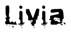The image contains the word Livia in a stylized font with a static looking effect at the bottom of the words