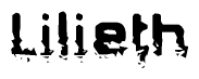 The image contains the word Lilieth in a stylized font with a static looking effect at the bottom of the words
