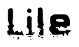 This nametag says Lile, and has a static looking effect at the bottom of the words. The words are in a stylized font.