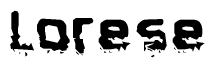 The image contains the word Lorese in a stylized font with a static looking effect at the bottom of the words
