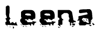 The image contains the word Leena in a stylized font with a static looking effect at the bottom of the words