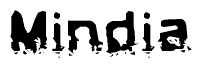 The image contains the word Mindia in a stylized font with a static looking effect at the bottom of the words