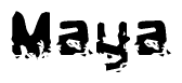 The image contains the word Maya in a stylized font with a static looking effect at the bottom of the words