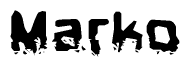 The image contains the word Marko in a stylized font with a static looking effect at the bottom of the words