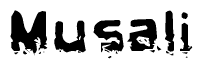 The image contains the word Musali in a stylized font with a static looking effect at the bottom of the words