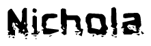 The image contains the word Nichola in a stylized font with a static looking effect at the bottom of the words