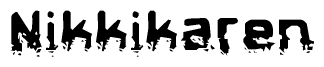 The image contains the word Nikkikaren in a stylized font with a static looking effect at the bottom of the words