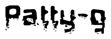 The image contains the word Patty-g in a stylized font with a static looking effect at the bottom of the words