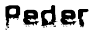 The image contains the word Peder in a stylized font with a static looking effect at the bottom of the words