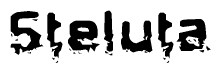 The image contains the word Steluta in a stylized font with a static looking effect at the bottom of the words