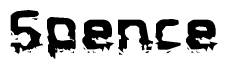 The image contains the word Spence in a stylized font with a static looking effect at the bottom of the words