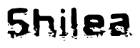 This nametag says Shilea, and has a static looking effect at the bottom of the words. The words are in a stylized font.