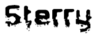 This nametag says Sterry, and has a static looking effect at the bottom of the words. The words are in a stylized font.