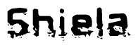 The image contains the word Shiela in a stylized font with a static looking effect at the bottom of the words