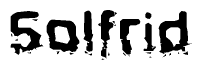 The image contains the word Solfrid in a stylized font with a static looking effect at the bottom of the words