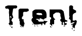This nametag says Trent, and has a static looking effect at the bottom of the words. The words are in a stylized font.