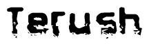 The image contains the word Terush in a stylized font with a static looking effect at the bottom of the words