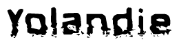 The image contains the word Yolandie in a stylized font with a static looking effect at the bottom of the words
