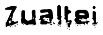 The image contains the word Zualtei in a stylized font with a static looking effect at the bottom of the words