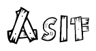 The clipart image shows the name Asif stylized to look like it is constructed out of separate wooden planks or boards, with each letter having wood grain and plank-like details.